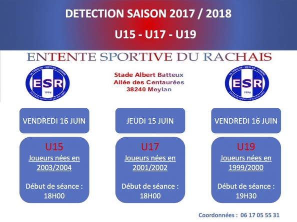 ES Rachais – Détections jeunes cette semaine